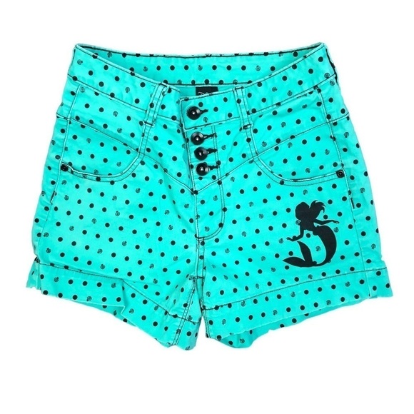Disney Ariel Little Mermaid shorts aqua juniors 7 - Picture 1 of 7